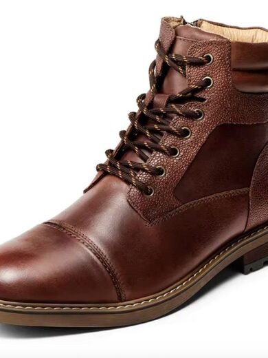 Bottes Gentleman à lacets en cuir vintage, fermeture éclair