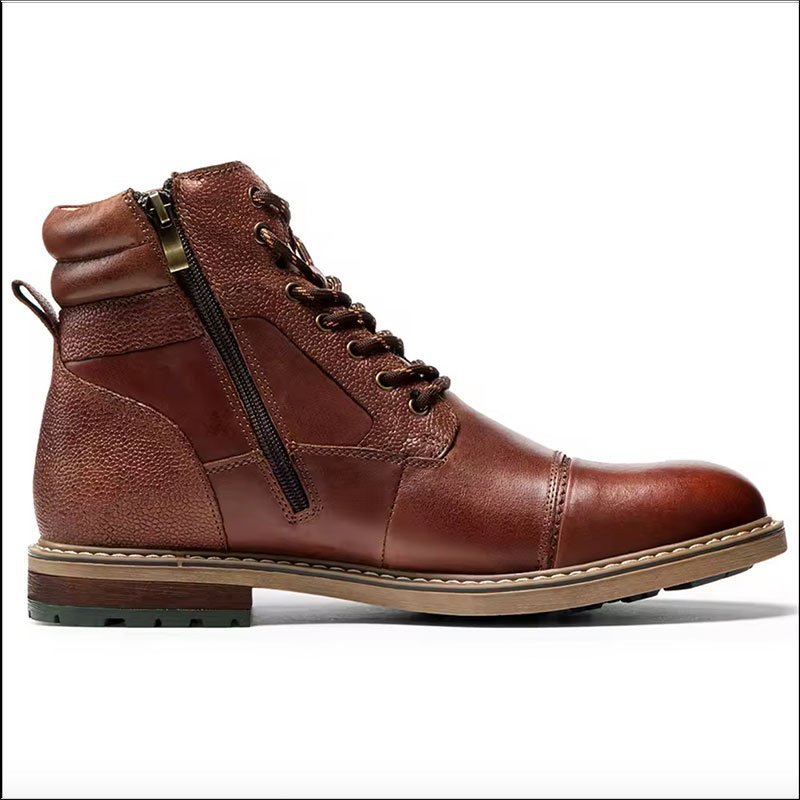 Bottes Gentleman à lacets en cuir vintage, fermeture éclair – Image 3