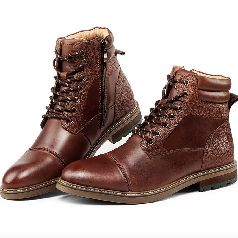 Bottes Gentleman à lacets en cuir vintage, fermeture éclair – Image 2