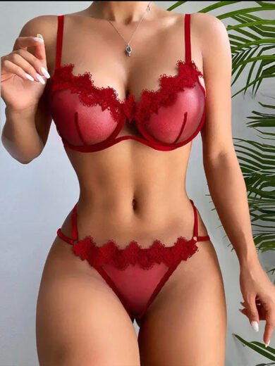 Ensemble soutien-gorge érotique maille mince transparente